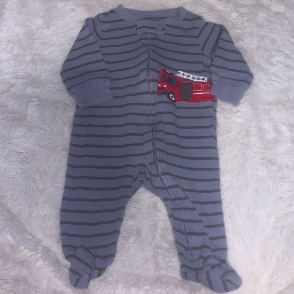 (2 for $10) Carter’s blue fire truck footie/ sleeper